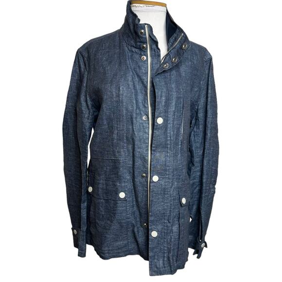 Monobi jacket bowery field jacket tailored techies linen coated Sz XS - Picture 4 of 8